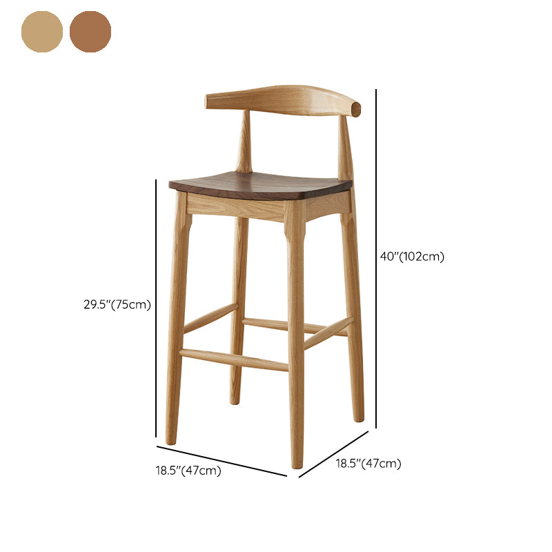 Modern Armless Backrest Counter Stool Wood Cafe Bar Stool with Wooden Seat