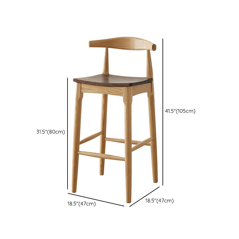 Modern Armless Backrest Counter Stool Wood Cafe Bar Stool with Wooden Seat