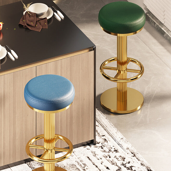 Glam Gold Legs Bar Stools Living Room Upholstered Swivel Stool