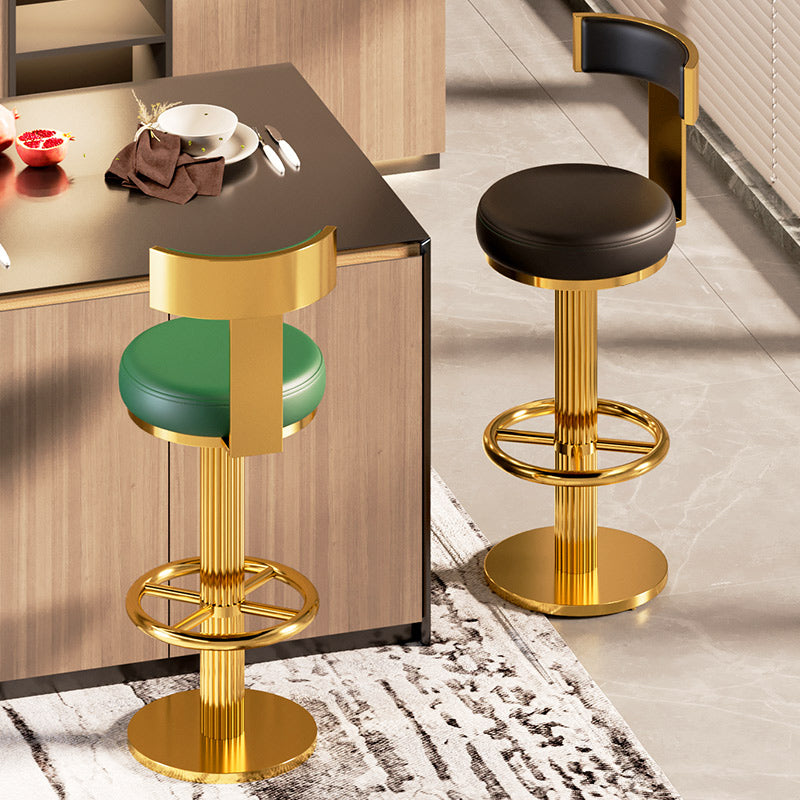 Glam Gold Legs Bar Stools Living Room Upholstered Swivel Stool