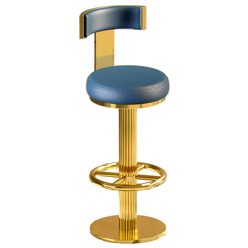 Glam Gold Legs Bar Stools Living Room Upholstered Swivel Stool