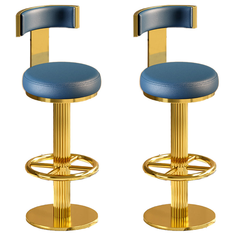 Glam Gold Legs Bar Stools Living Room Upholstered Swivel Stool