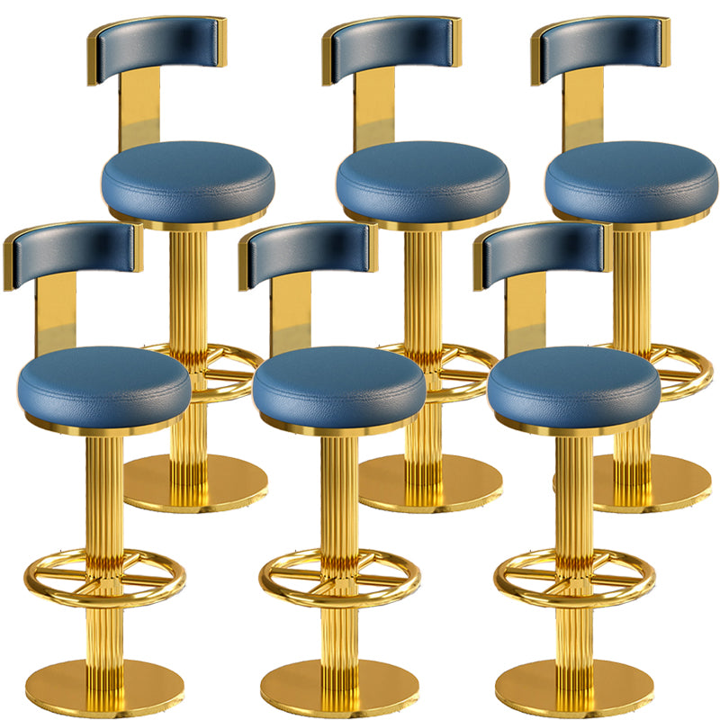 Glam Gold Legs Bar Stools Living Room Upholstered Swivel Stool