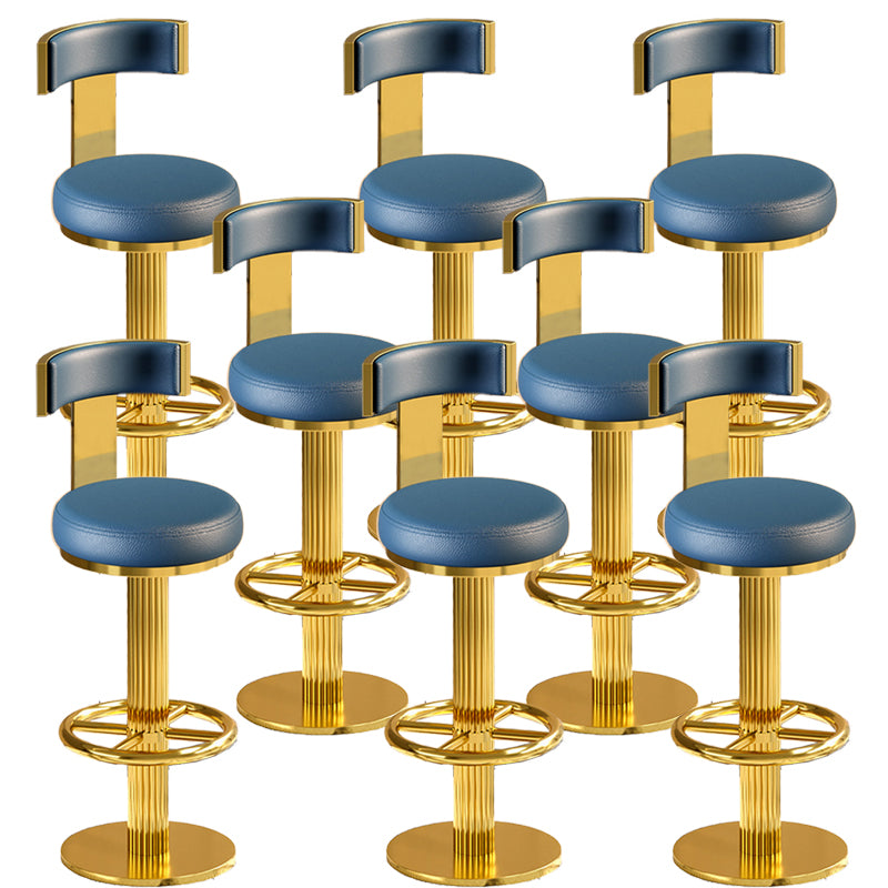 Glam Gold Legs Bar Stools Living Room Upholstered Swivel Stool
