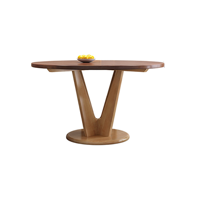 Modern Wood Round Dining Table Rubber Wood Base for Dining Room
