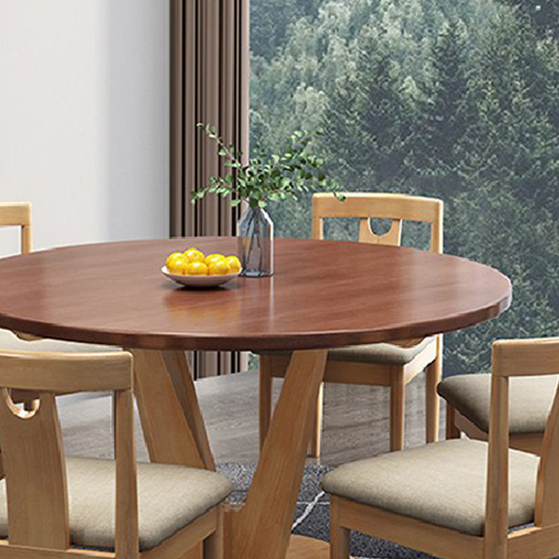 Modern Wood Round Dining Table Rubber Wood Base for Dining Room