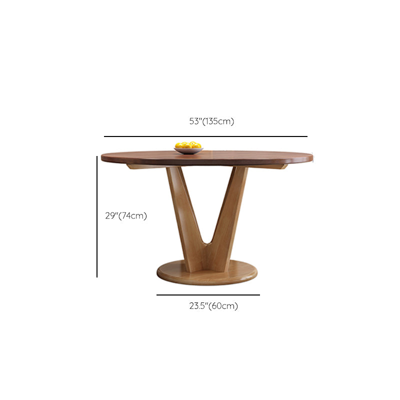 Modern Wood Round Dining Table Rubber Wood Base for Dining Room