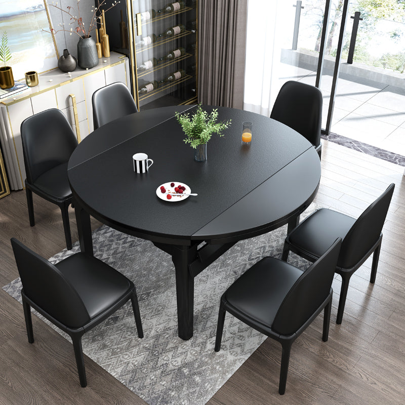 Modern Stone Scalable Dining Table Solid Wood Leg for Dining Room