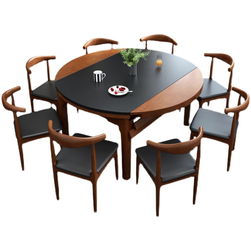 Modern Stone Scalable Dining Table Solid Wood Leg for Dining Room