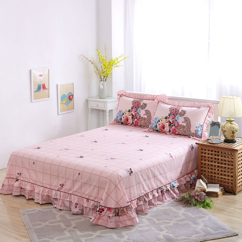 Sheet Sets Cotton Floral Printed Wrinkle Resistant Breathable Ultra Soft Bed Sheet Set