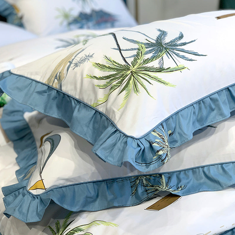 Sheet Sets Cotton Floral Printed Wrinkle Resistant Breathable Ultra Soft Bed Sheet Set