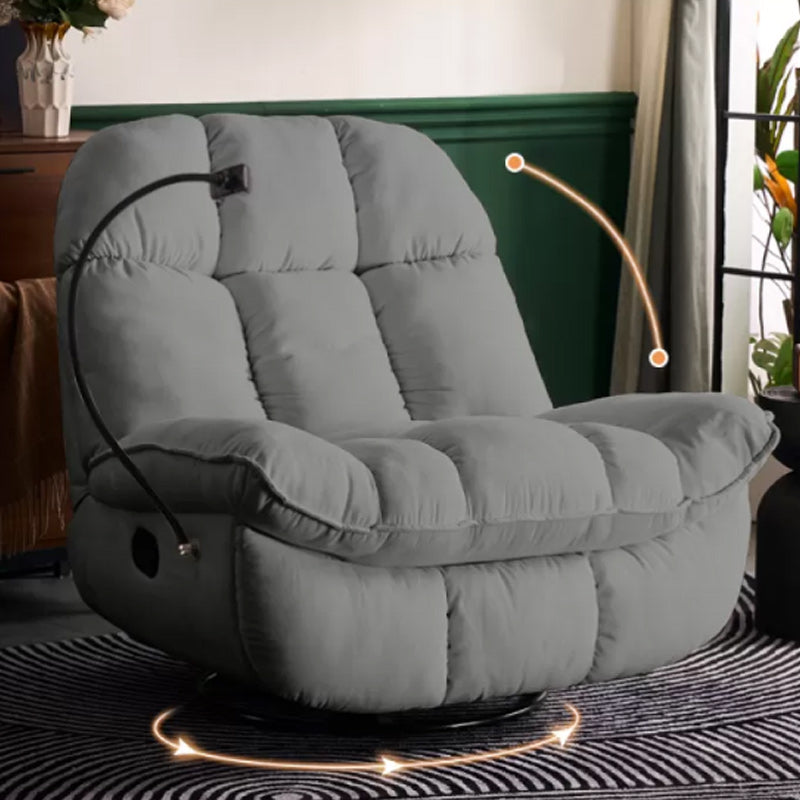 Contemporary Wing Chair Recliner Metal Solid Color Swivel Rocker Indoor
