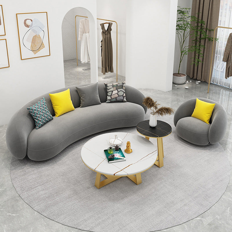 Scandinavian 24.8" H Solid Color Velvet Slope Arm Sofa For Living Room