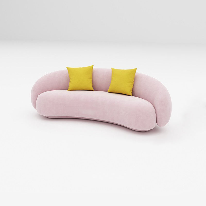 Scandinavian 24.8" H Solid Color Velvet Slope Arm Sofa For Living Room