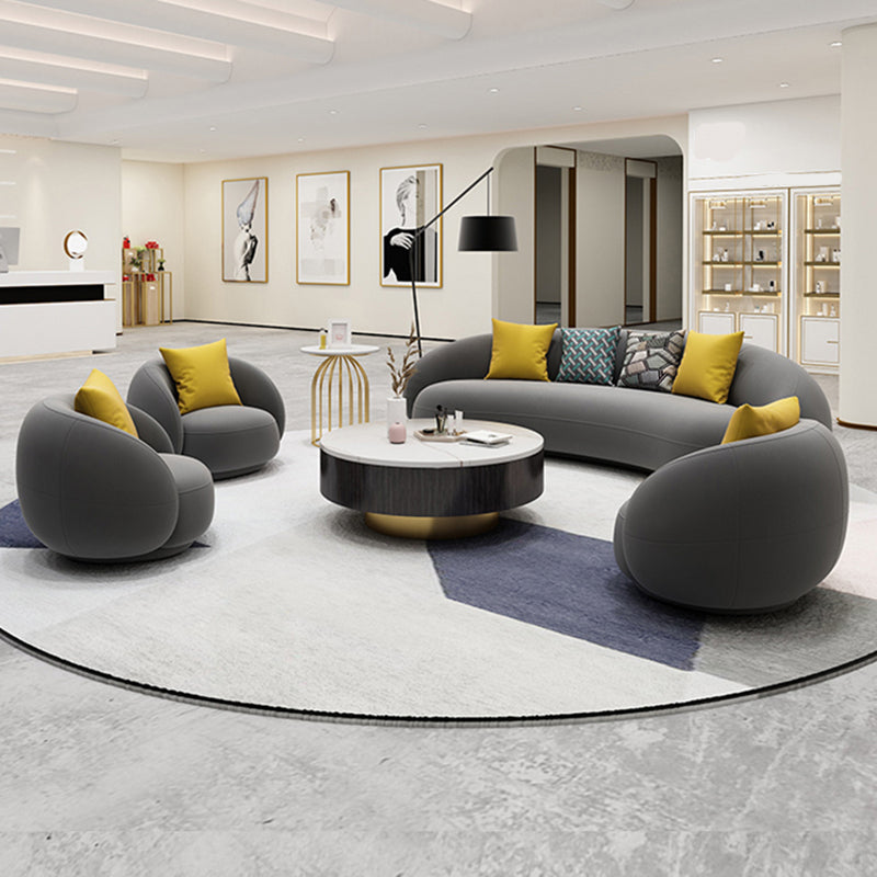Scandinavian 24.8" H Solid Color Velvet Slope Arm Sofa For Living Room