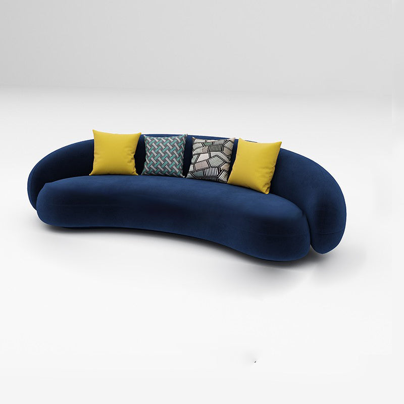 Scandinavian 24.8" H Solid Color Velvet Slope Arm Sofa For Living Room