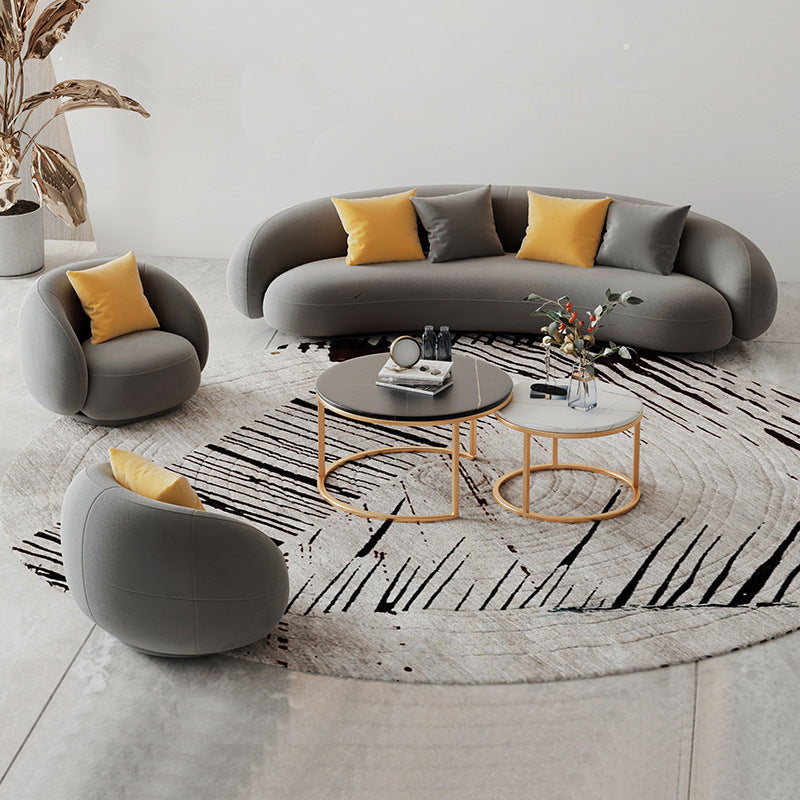 Scandinavian 24.8" H Solid Color Velvet Slope Arm Sofa For Living Room