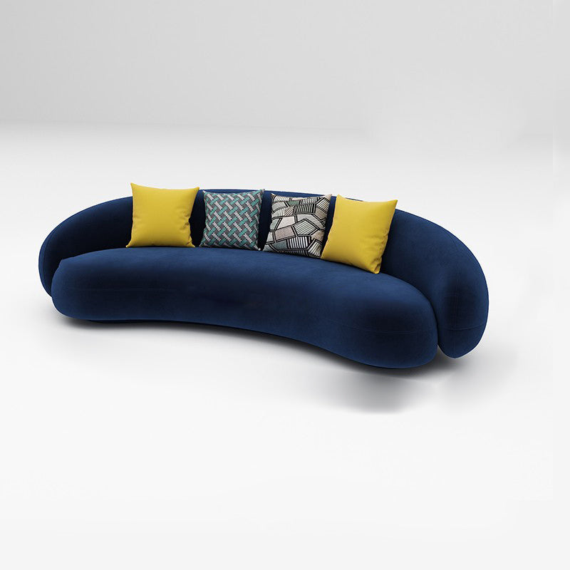 Scandinavian 24.8" H Solid Color Velvet Slope Arm Sofa For Living Room