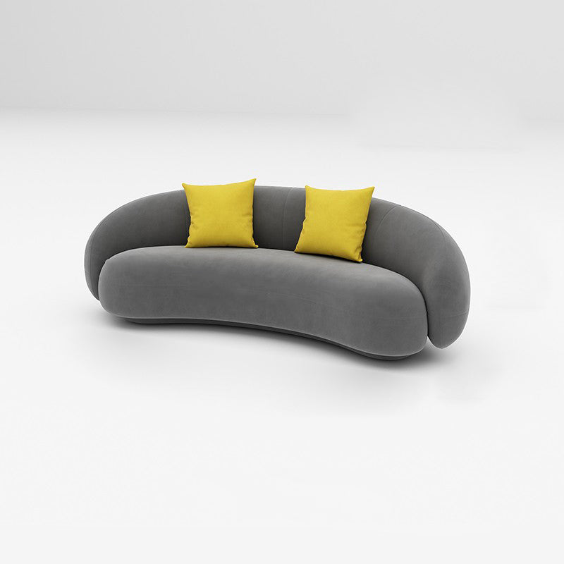 Scandinavian 24.8" H Solid Color Velvet Slope Arm Sofa For Living Room