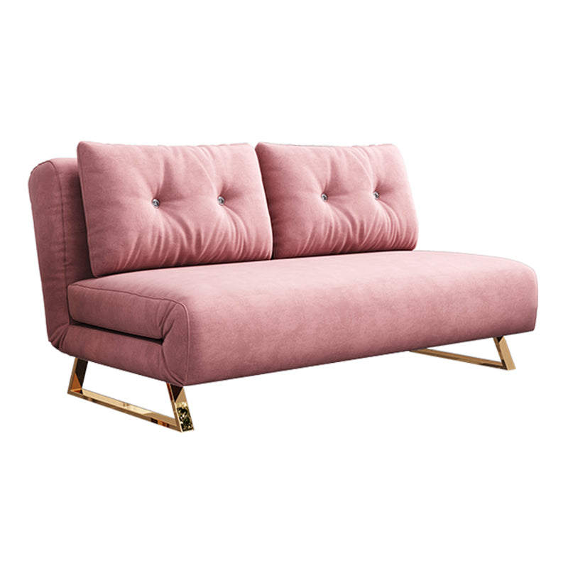 Foldable Convertible Sofas Pink Armless Glam Metal Sleeper Sofa