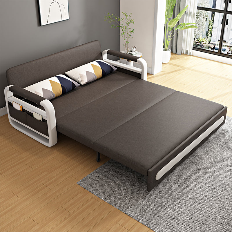 Square Arms Convertible Sofas Folding Faux Leather Sleeper Sofa