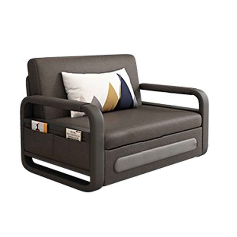 Square Arms Convertible Sofas Folding Faux Leather Sleeper Sofa