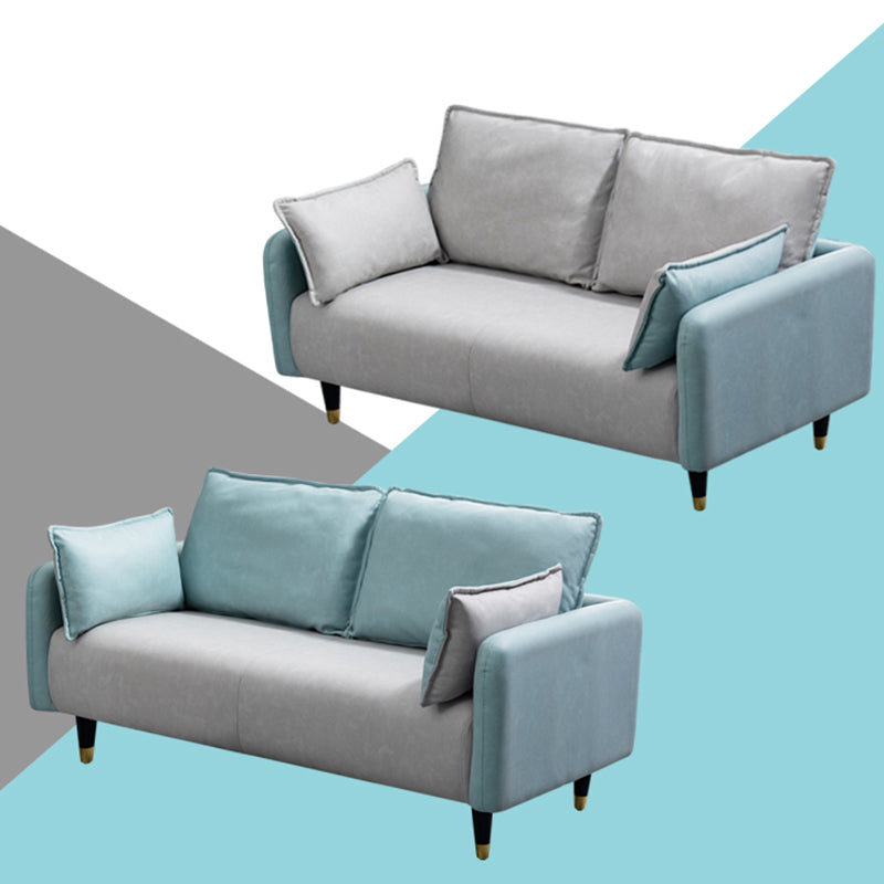 Solid Wood Loveseat Sofa Square Arm Living Room Settee with Pillows
