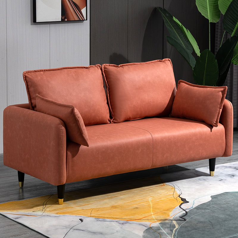 Solid Wood Loveseat Sofa Square Arm Living Room Settee with Pillows