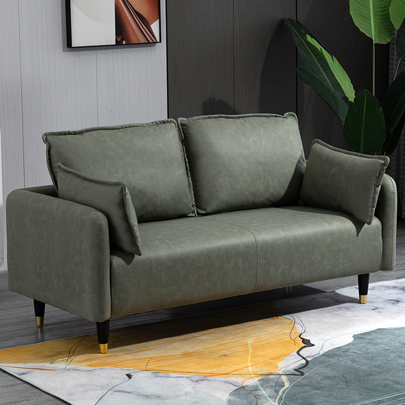 Solid Wood Loveseat Sofa Square Arm Living Room Settee with Pillows