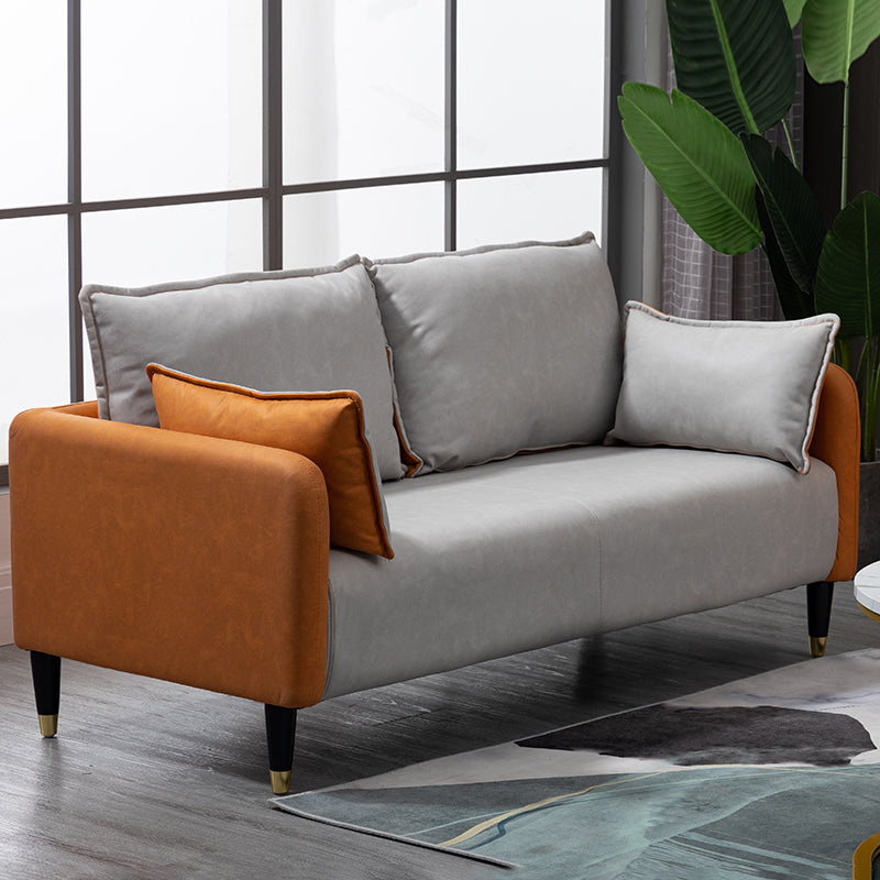 Solid Wood Loveseat Sofa Square Arm Living Room Settee with Pillows