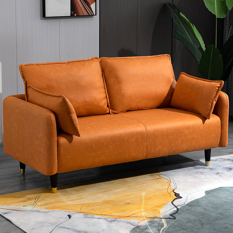 Solid Wood Loveseat Sofa Square Arm Living Room Settee with Pillows