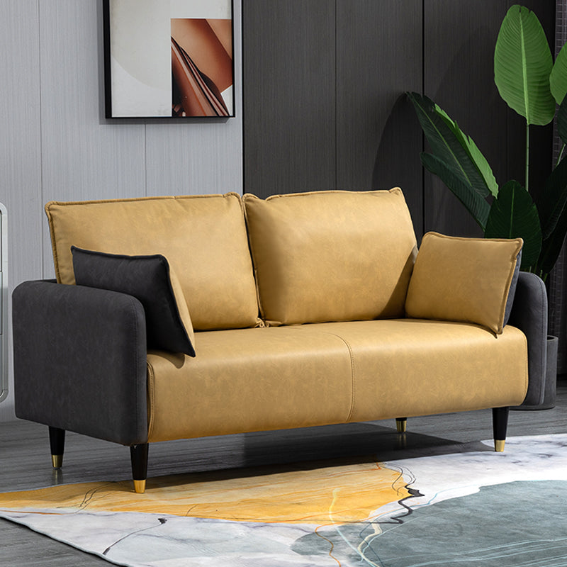 Solid Wood Loveseat Sofa Square Arm Living Room Settee with Pillows