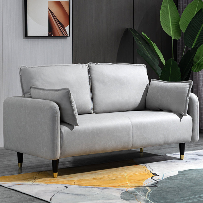 Solid Wood Loveseat Sofa Square Arm Living Room Settee with Pillows
