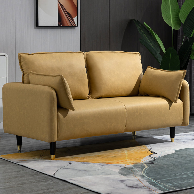 Solid Wood Loveseat Sofa Square Arm Living Room Settee with Pillows