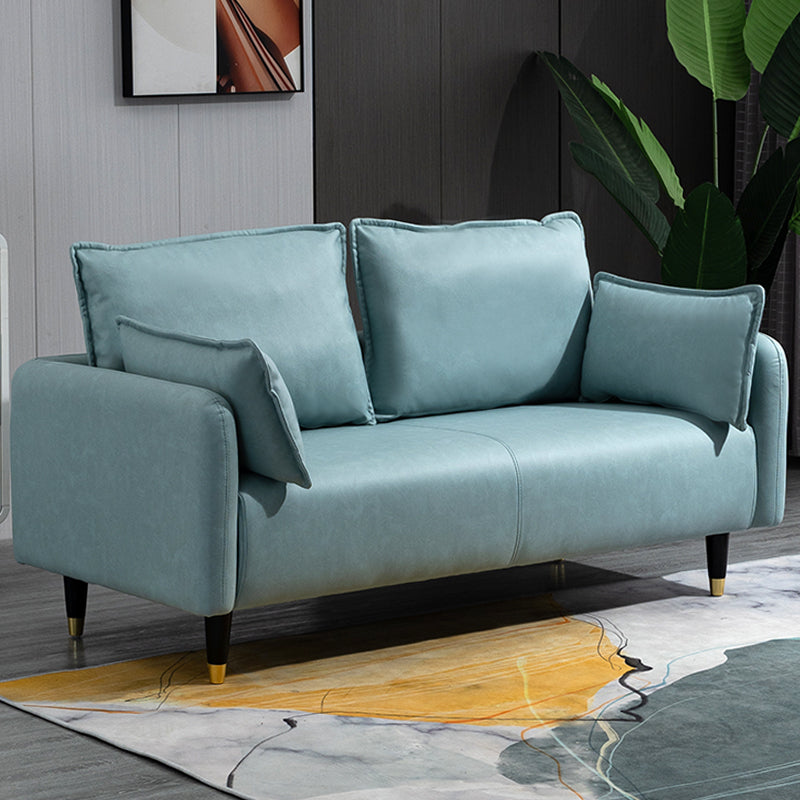 Solid Wood Loveseat Sofa Square Arm Living Room Settee with Pillows