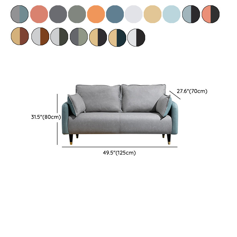 Solid Wood Loveseat Sofa Square Arm Living Room Settee with Pillows