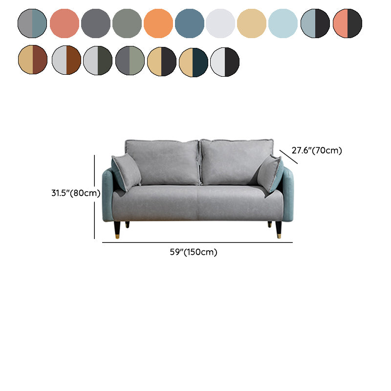 Solid Wood Loveseat Sofa Square Arm Living Room Settee with Pillows