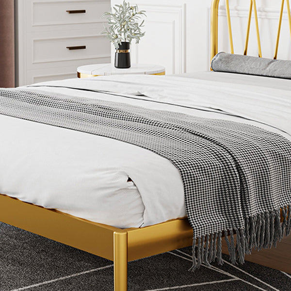 Open Frame Metal Bed Frame Contemporary Wire-Grid Iron Bed with Headboard