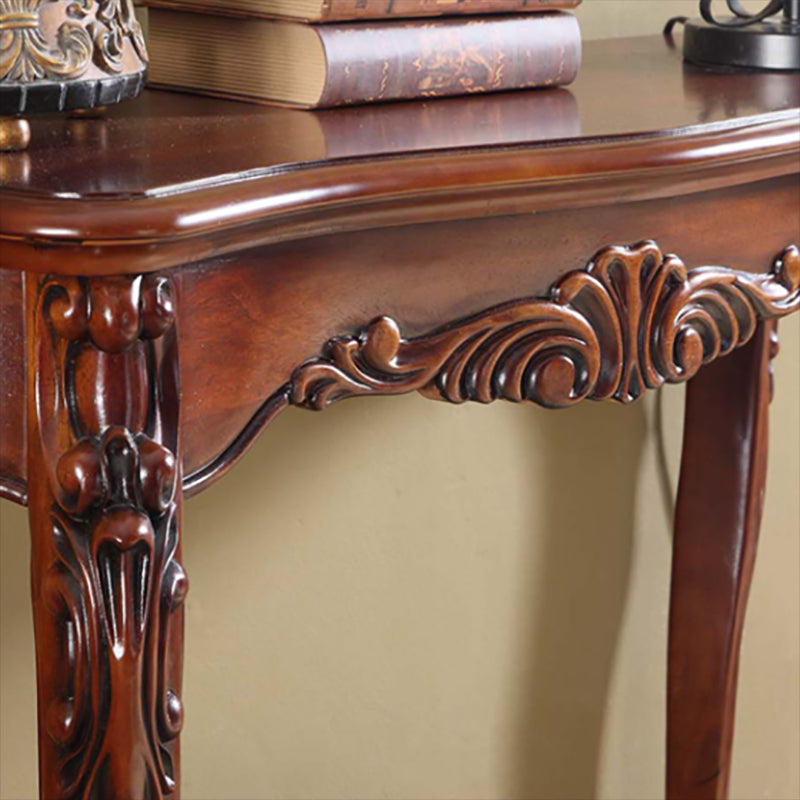 Free Form Shape Contemporary Console Table in Brown Wood Console Sofa Table