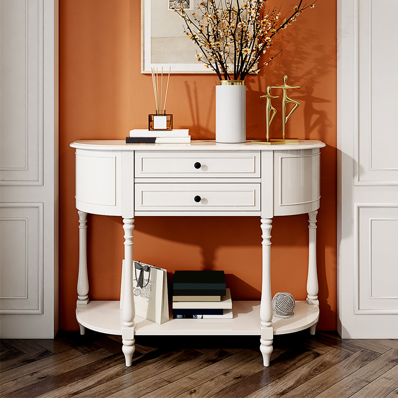 Mid Century Modern Wood Console Table Half Moon End Table for Hall