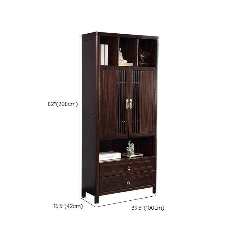 Closed Back Wood Bookshelf Contemporary Bookcase with Cabinets