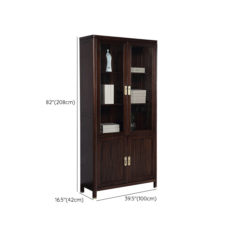 Closed Back Wood Bookshelf Contemporary Bookcase with Cabinets