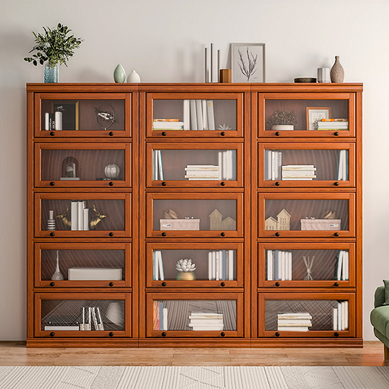 Closed Back Vertical Bookshelf Wood Contemporary Bookcase with Cabinets