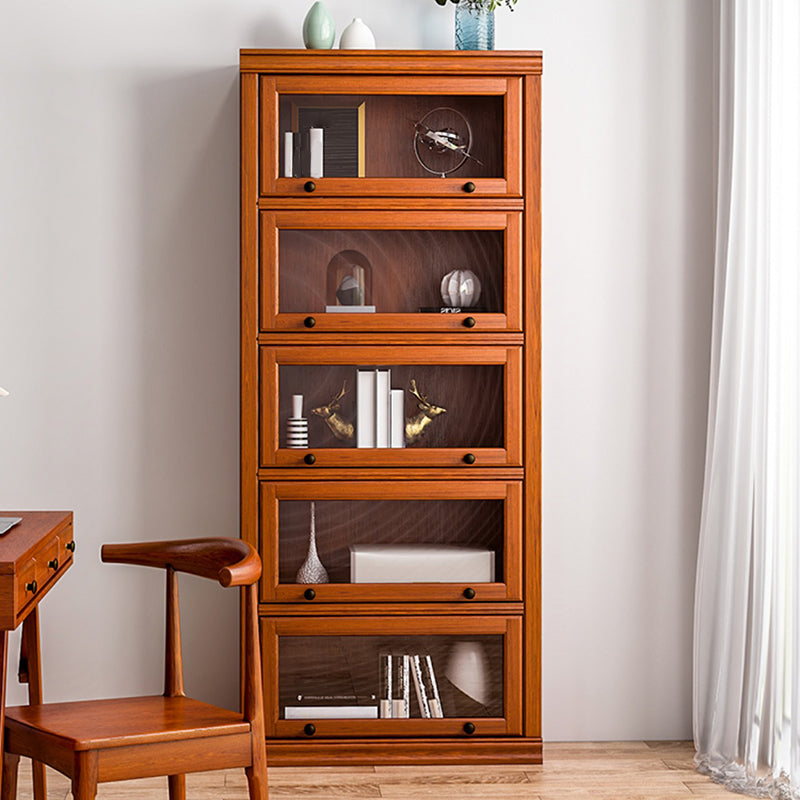 Closed Back Vertical Bookshelf Wood Contemporary Bookcase with Cabinets