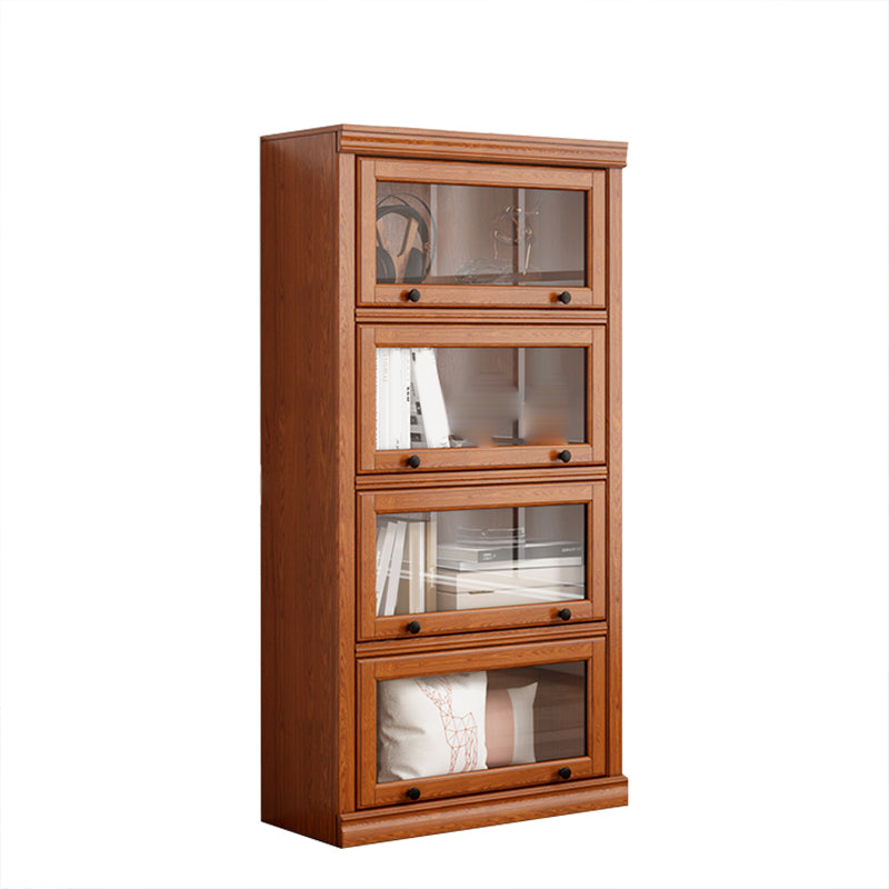 Closed Back Vertical Bookshelf Wood Contemporary Bookcase with Cabinets