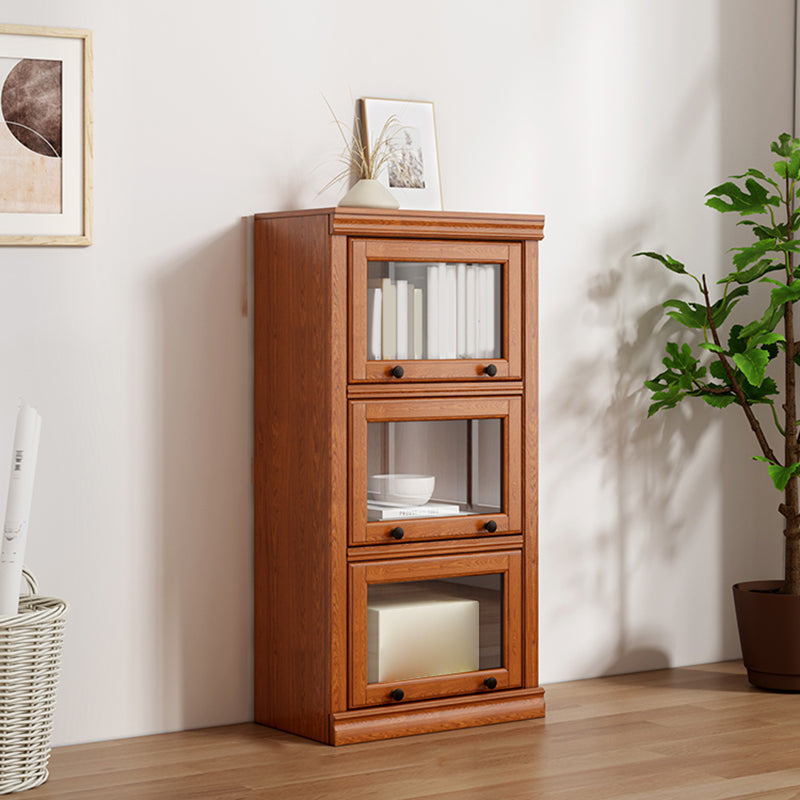 Closed Back Vertical Bookshelf Wood Contemporary Bookcase with Cabinets