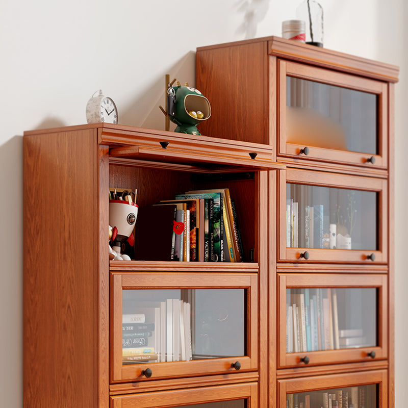 Closed Back Vertical Bookshelf Wood Contemporary Bookcase with Cabinets