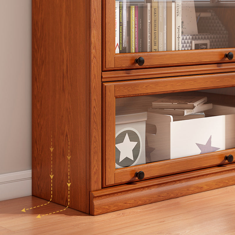 Closed Back Vertical Bookshelf Wood Contemporary Bookcase with Cabinets