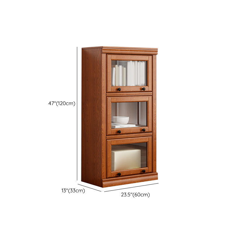 Closed Back Vertical Bookshelf Wood Contemporary Bookcase with Cabinets