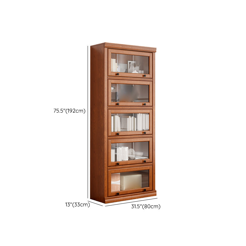 Closed Back Vertical Bookshelf Wood Contemporary Bookcase with Cabinets